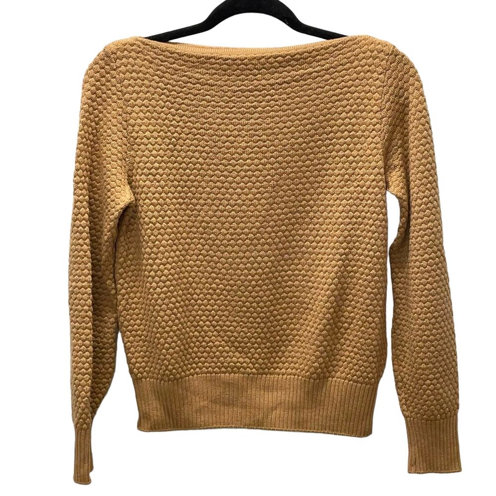 Beams Demi-Luxe Womens Tan Brown Camel Wool Quilted Boatneck Sweater M?